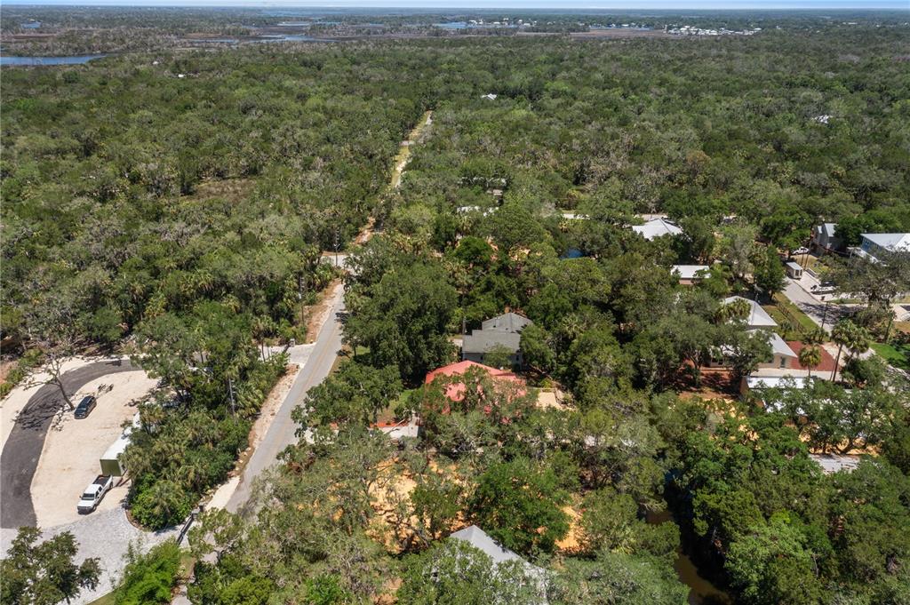 An aerial view shows a house with a red roof surrounded by dense trees — 6845 S MASON CREEK ROAD, HOMOSASSA, FL