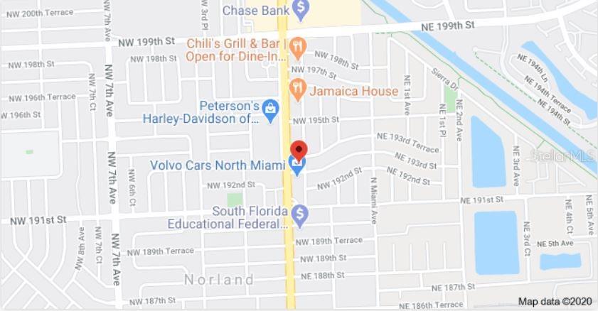 This is a map showing the location of a property in North Miami — 19301 NW 2ND AVENUE, MIAMI, FL