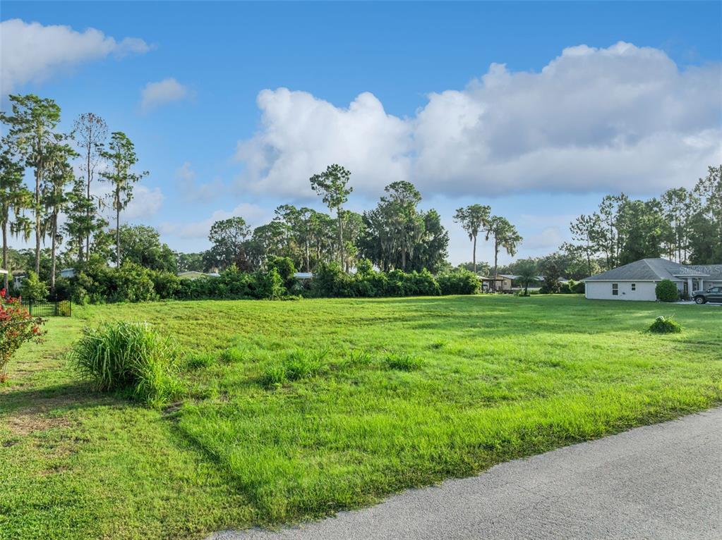 A grassy vacant lot sits next to a house under a blue sky with clouds — 12045 EAGLE POINT COURT, LEESBURG, FL