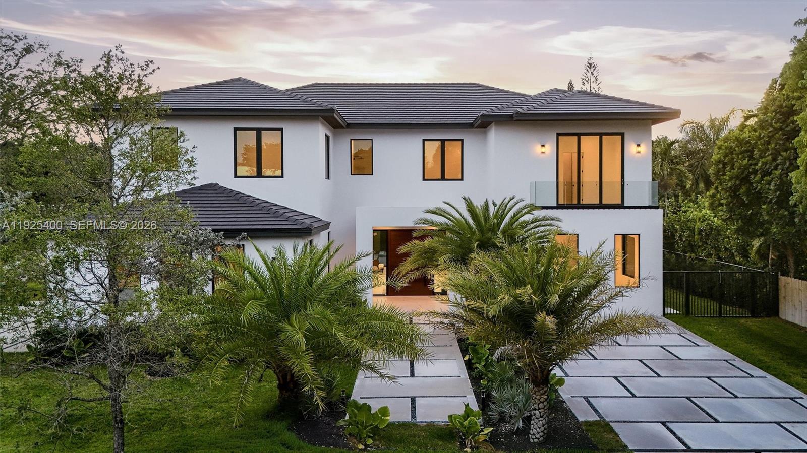 New Construction Luxury Home | Aerial Exterior | Slab Driveway | Pinecrest FL — 9840 SW 73rd Ct, Pinecrest FL 33156, PINECREST, FL