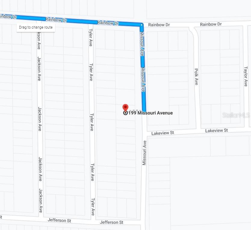 This is a map showing the location of a property on Missouri Avenue — 207 MISSOURI AVENUE, HAWTHORNE, FL