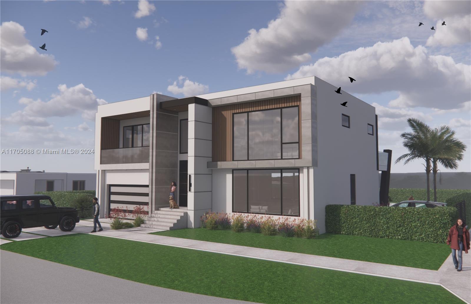 This is a digital rendering of a modern two-story house with a flat roof — 350 SW 34th Ave, Miami FL 33135, MIAMI, FL