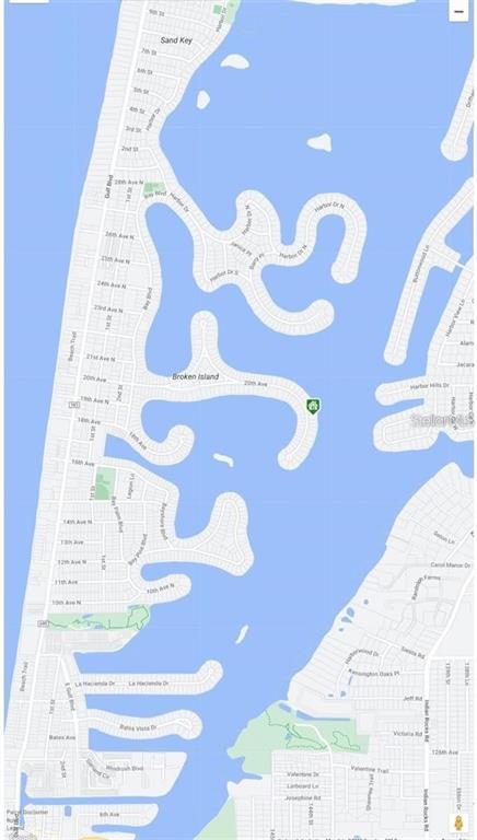 This is a map showing the street layout and waterways of a coastal residential area — 512 20TH AVENUE, INDIAN ROCKS BEACH, FL