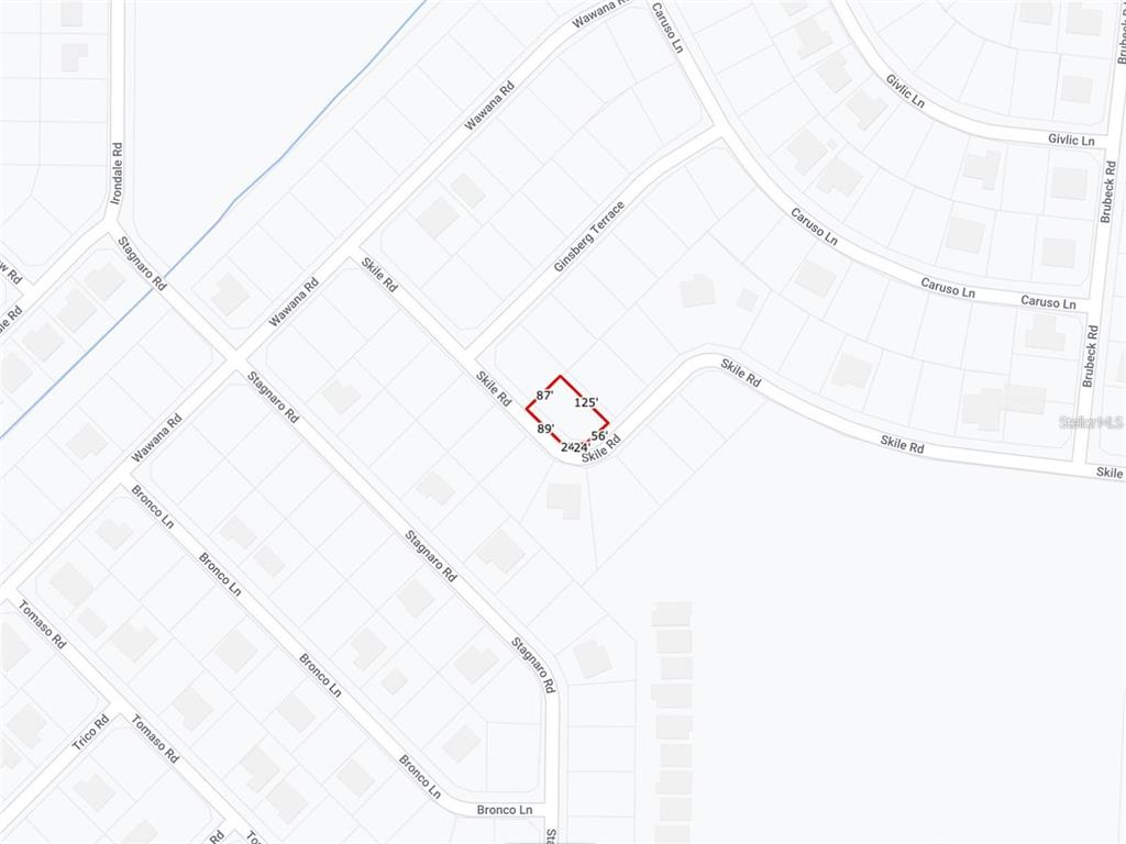 This is a map showing a highlighted parcel of land near Skile Road — SKILE ROAD, NORTH PORT, FL