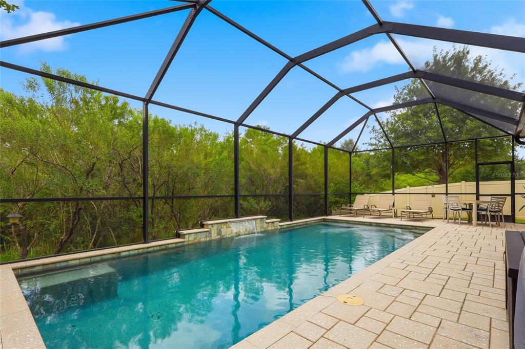 A single-story house with a tan garage, olive green siding, and a landscaped front yard — 27035 CAROLINA ASTER DRIVE, WESLEY CHAPEL, FL