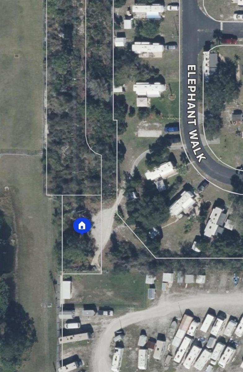 This aerial map shows a vacant lot outlined in white near Elephant Walk — 4617 Orduna Drive, Sebring FL 33872, SEBRING, FL