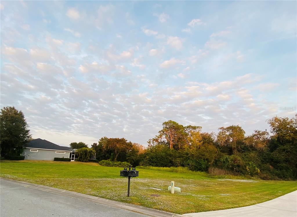 A grassy vacant lot sits next to a house under a cloudy blue sky — 617 130TH COURT NE, BRADENTON, FL