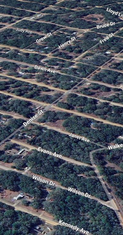 This aerial map shows a residential neighborhood with a grid of streets and wooded lots — LOT 3 NEISMAN AVENUE, INTERLACHEN, FL