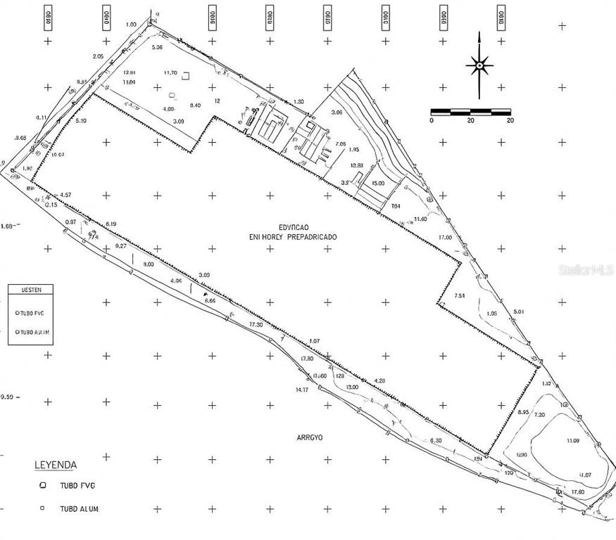 This is a technical site survey map showing property boundaries, structures, and utility lines — 3 TALLADOS ENCARNACIÓN, PENUELAS, PR