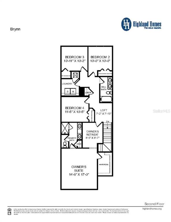 This is a floor plan for the second level of a residential home — 534 WINDY WILLOW WAY, ST CLOUD, FL