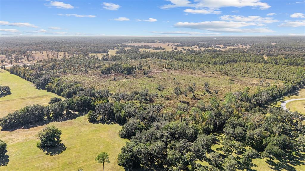 An aerial view shows a large, partially wooded plot of land with open grassy fields — 1 PETITION UNIT 4261-1, OCALA, FL