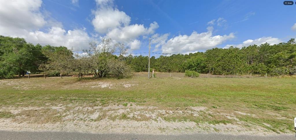 A grassy, vacant lot features a utility pole and a line of trees in the background — COMMONWEALTH AVE N, POLK CITY, FL