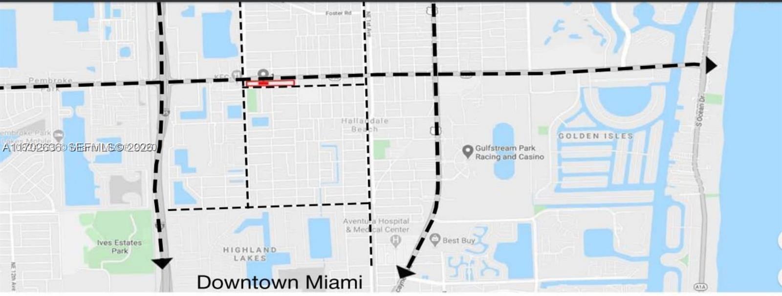 This is a map showing the location of a property in relation to nearby landmarks — 721 W Hallandale Beach Blvd, Hallandale Beach FL 33009, HALLANDALE BEACH, FL