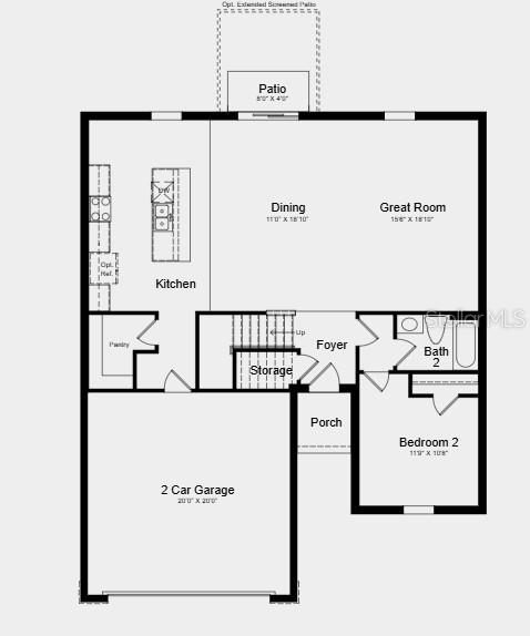 This floor plan shows the first level of a home with a garage, kitchen, and living area — 6769 EQUINOX LANE, NORTH FORT MYERS, FL