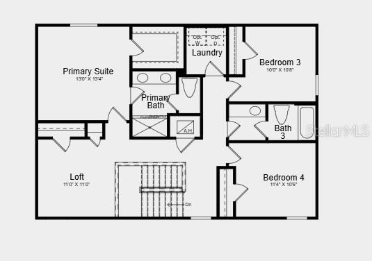 This is a floor plan of a residential second story featuring four rooms and two bathrooms — 6769 EQUINOX LANE, NORTH FORT MYERS, FL