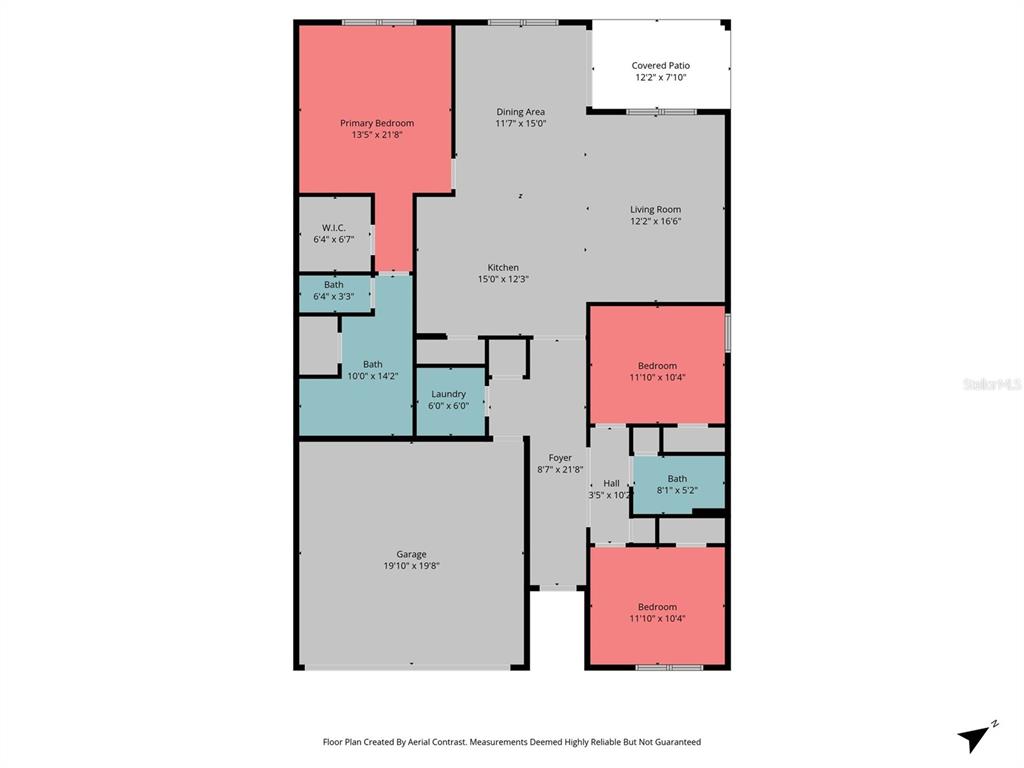 This is a floor plan showing a single-story house with a garage, three bedrooms, and patio — 37207 SHARKS EYE LANE, ZEPHYRHILLS, FL