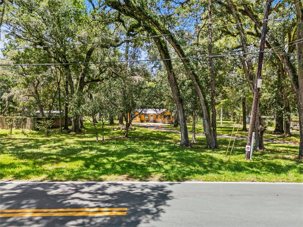 A yellow house sits in the distance behind a large, tree-filled grassy yard — 19199 FORT DADE AVENUE, BROOKSVILLE, FL