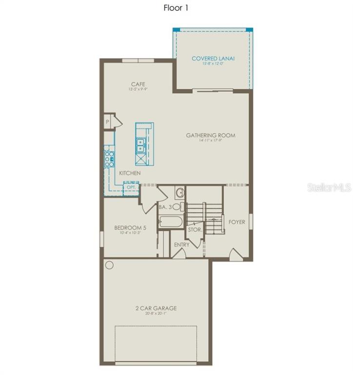 This is a floor plan for the first level of a home with a garage — 3948 MARBURY COURT, DAVENPORT, FL