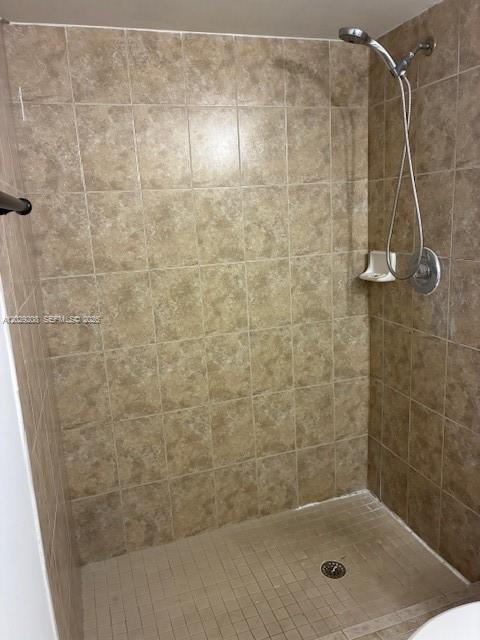 A walk-in shower with tan tiled walls and a handheld showerhead — 7075 NW 186th St # C507, Hialeah FL 33015, HIALEAH, FL