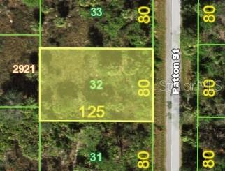 This is a map showing a rectangular plot of land labeled 32 along Patton Street — 1267 PATTON STREET, PORT CHARLOTTE, FL