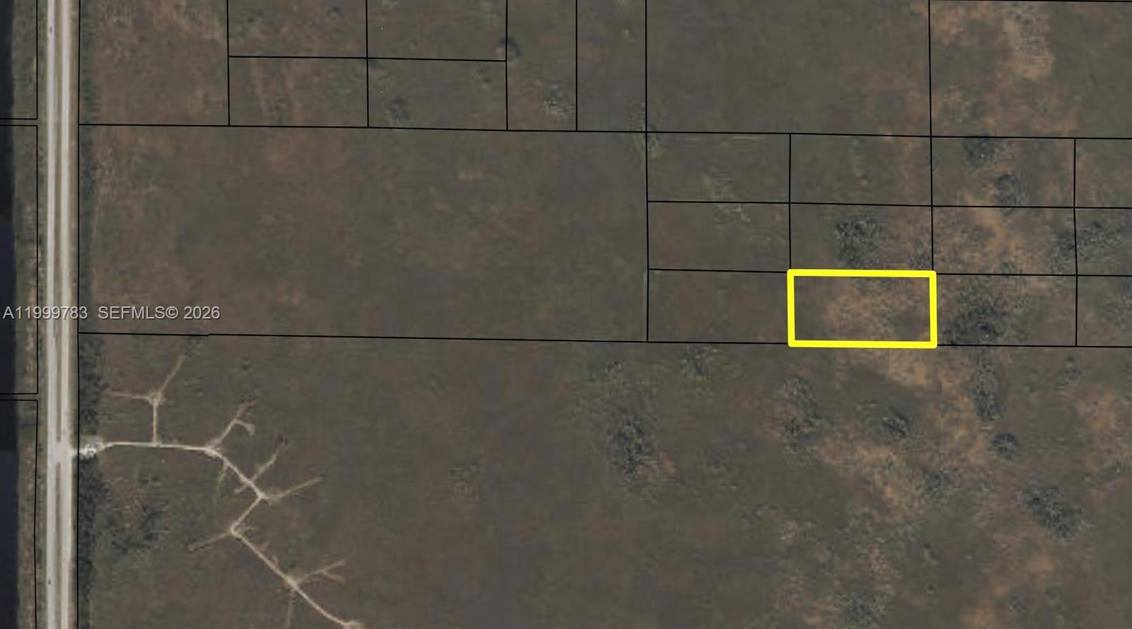This is an aerial map showing a highlighted rectangular plot of land — 90 Krome Ave, Miami FL 33178, MIAMI, FL