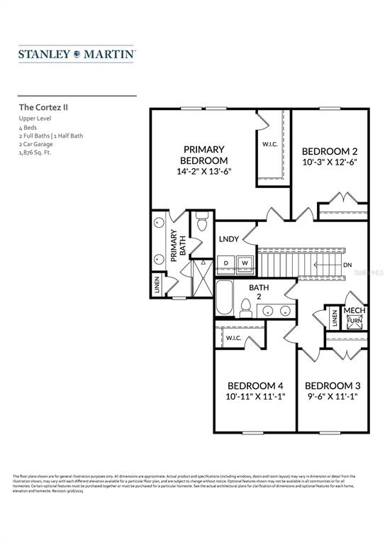 This is a floor plan for the upper level of a four-bedroom residential home — 4437 RIVER BEACON BOULEVARD, DAVENPORT, FL