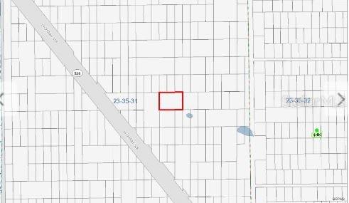 This is a map showing a highlighted rectangular property lot near a highway — CAPE CANAVERAL, PALM BAY, FL