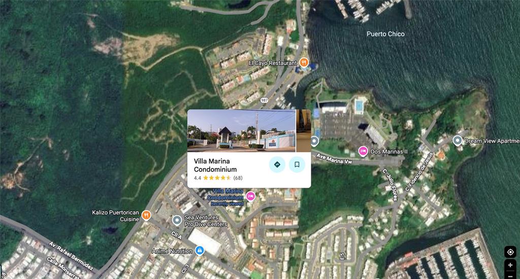 This is a map view showing the location of Villa Marina Condominium in Puerto Rico — Cond Villa. Marina 200 AVE. MARINA UNIT D-103, FAJARDO, PR