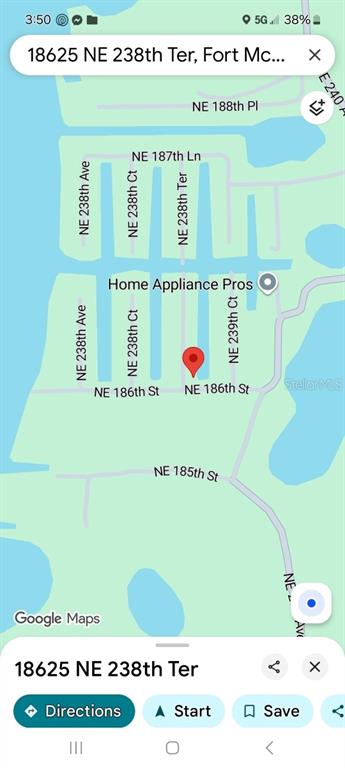This is a map showing the location of a property on NE 238th Terrace — 18625 NE 238TH TERRACE, FORT MC COY, FL