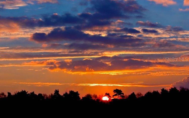 A silhouette of trees is visible against a vibrant orange and purple sunset sky — 912 SW 48TH TERRACE UNIT 208, CAPE CORAL, FL