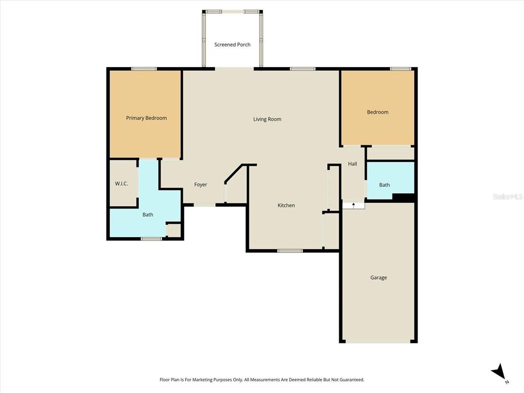 This is a floor plan for a house with two bedrooms, two baths, and a garage — 966 W STARJASMINE PLACE, BEVERLY HILLS, FL