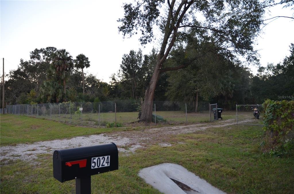 A fenced, grassy lot features a large tree and a mailbox in the foreground — 5024 PLYMOUTH SORRENTO ROAD, APOPKA, FL