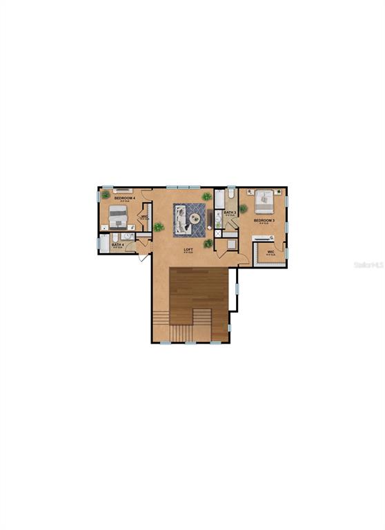 This is a floor plan of a residential second story featuring a loft and two bedrooms — 682 BOTTLEBRUSH WAY, TARPON SPRINGS, FL