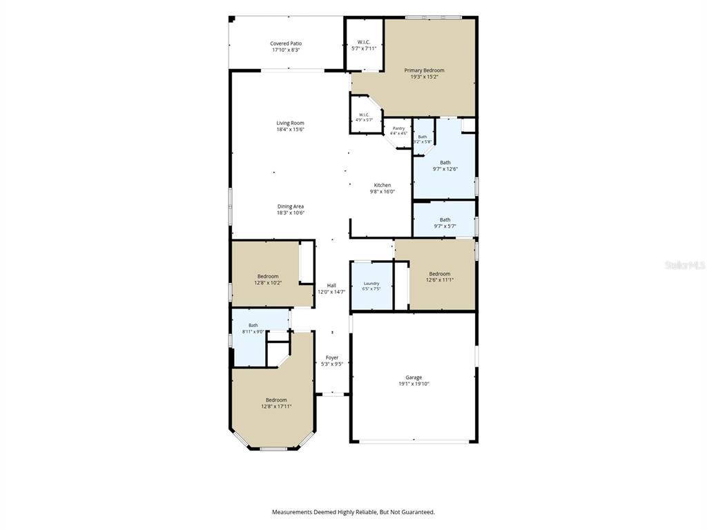 This is a floor plan showing the layout of a house with multiple rooms and a garage — 11515 WEAVER HOLLOW ROAD, NEW PORT RICHEY, FL