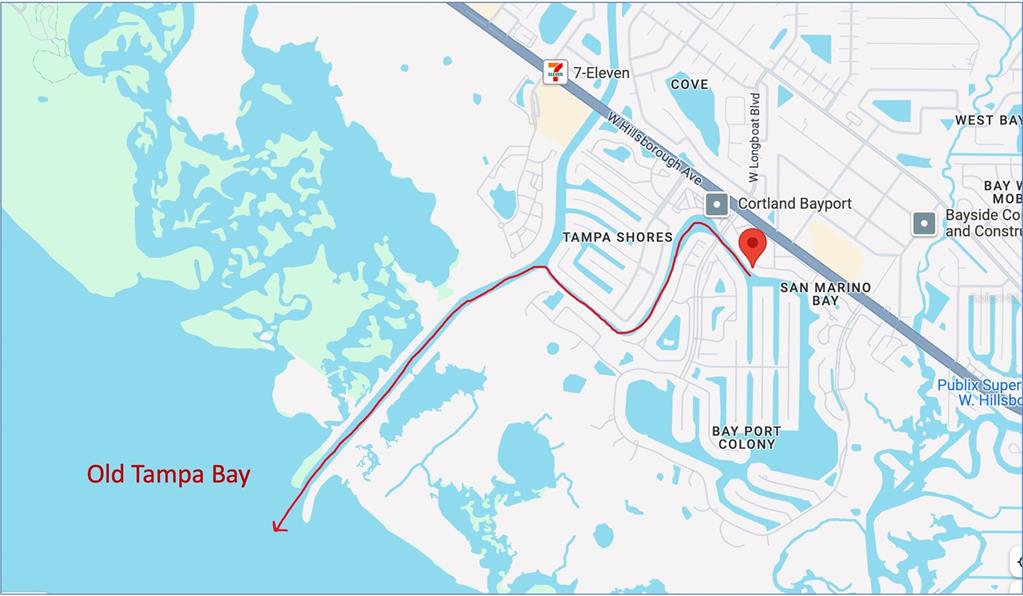This map shows the location of a property near Old Tampa Bay and Hillsborough Avenue — 6311 NEWTOWN CIRCLE UNIT 11B2, TAMPA, FL