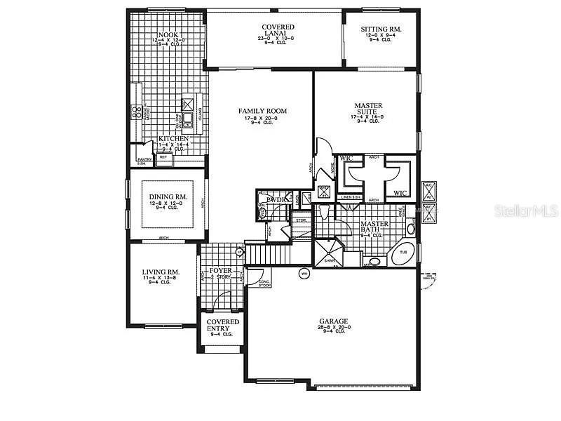 This is a floor plan for a single-story home featuring a garage and covered lanai — 4858 TERRA SOLE PLACE, ST CLOUD, FL