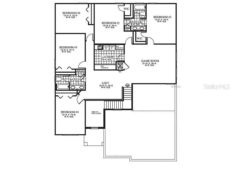 This is a floor plan of a second-story residential level featuring five bedrooms and bathrooms — 4858 TERRA SOLE PLACE, ST CLOUD, FL
