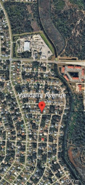This is an aerial map view of a residential neighborhood with a red location pin — VANDALIA AVENUE, NORTH PORT, FL