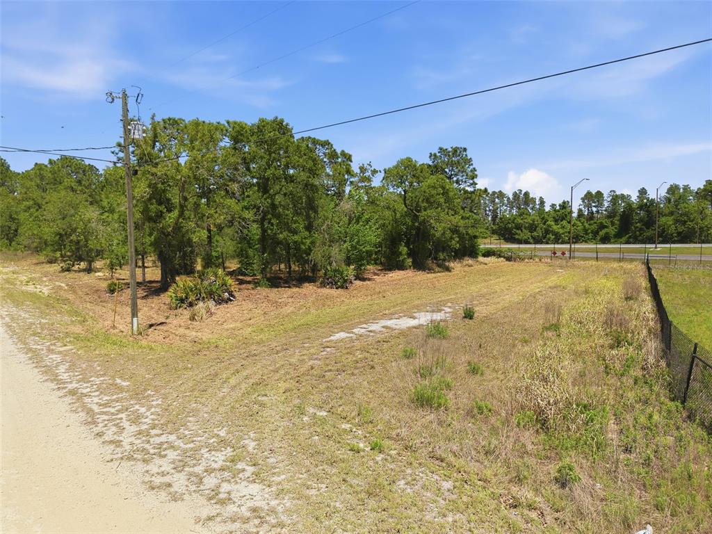 A dirt road borders a grassy, wooded lot with a chain-link fence on the right — Lot 10 CAGARRO ROAD, WEEKI WACHEE, FL