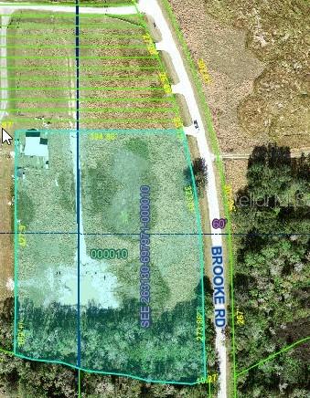 This is an aerial map showing a rectangular parcel of land adjacent to a road — 701 BROOKE ROAD, FORT MEADE, FL