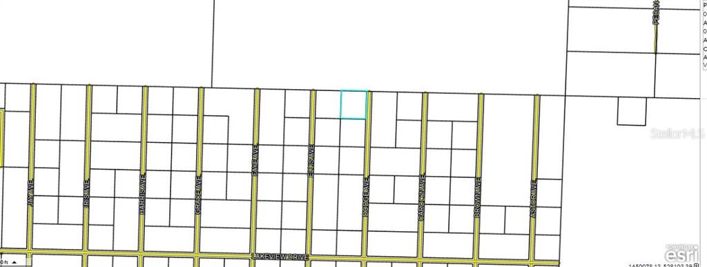 This is a property tax map showing a highlighted parcel of land near Lakeview Drive — HIGHWAY 20, YOUNGSTOWN, FL