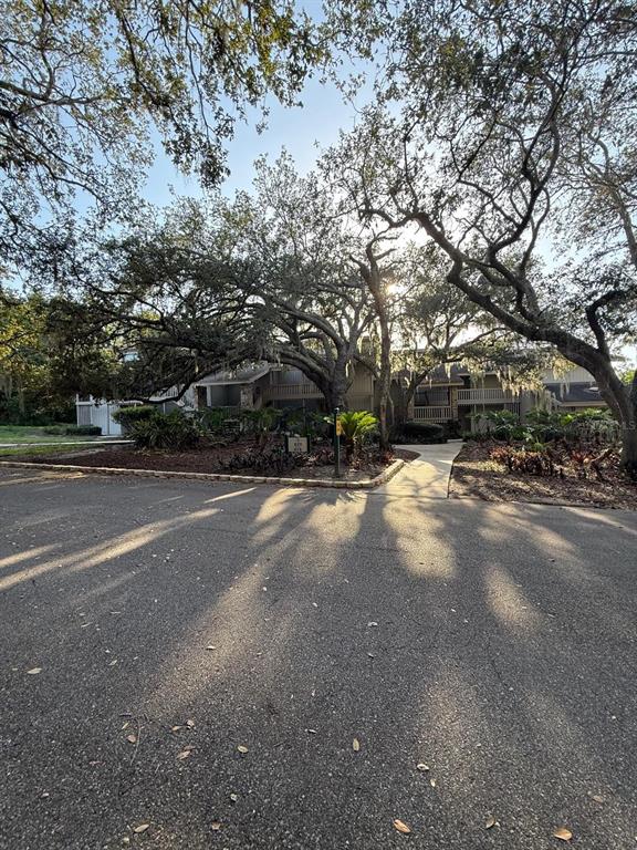 A multi-story apartment building is partially obscured by large, mature oak trees — 821 PINEWOOD COURT UNIT 821, HAINES CITY, FL