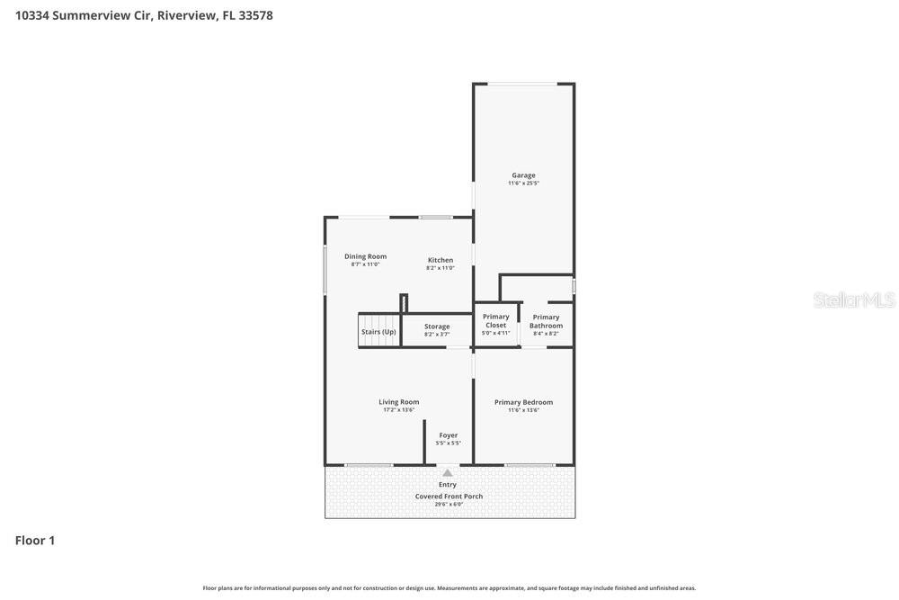 This is a floor plan for the first level of a residential home — 10334 SUMMERVIEW CIRCLE, RIVERVIEW, FL
