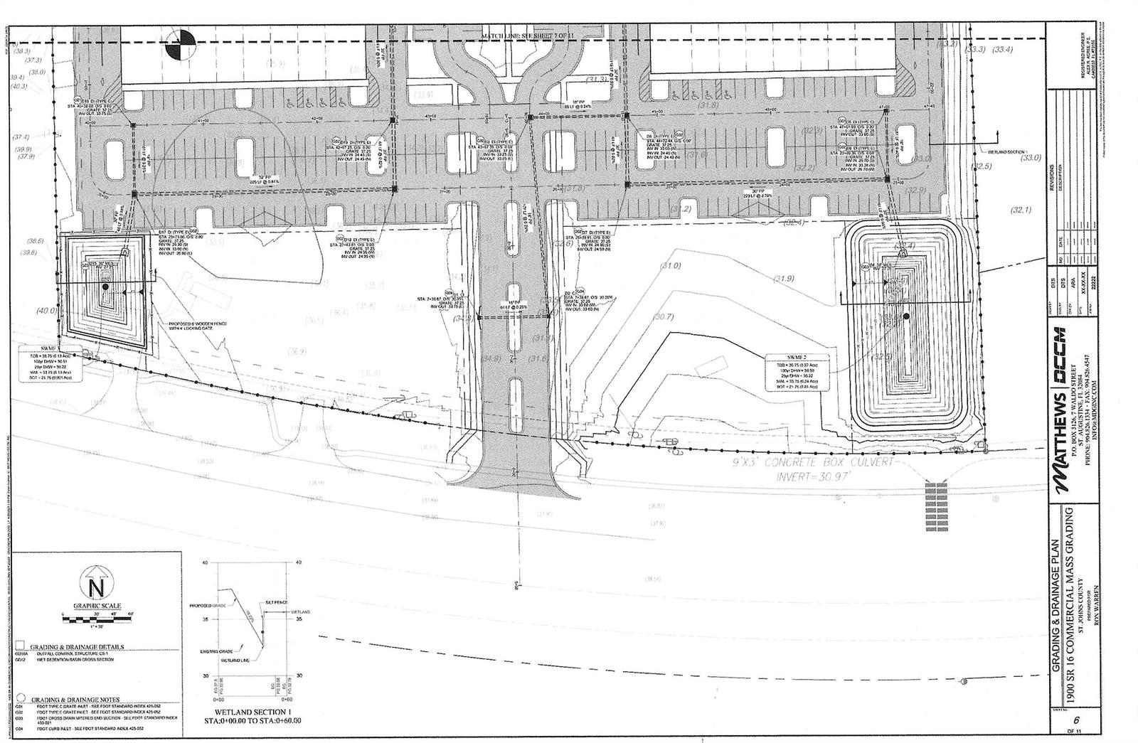 An aerial view shows a commercial property with two buildings and a parking lot beside a highway — 1900 State Road 16, FL 32084, FL