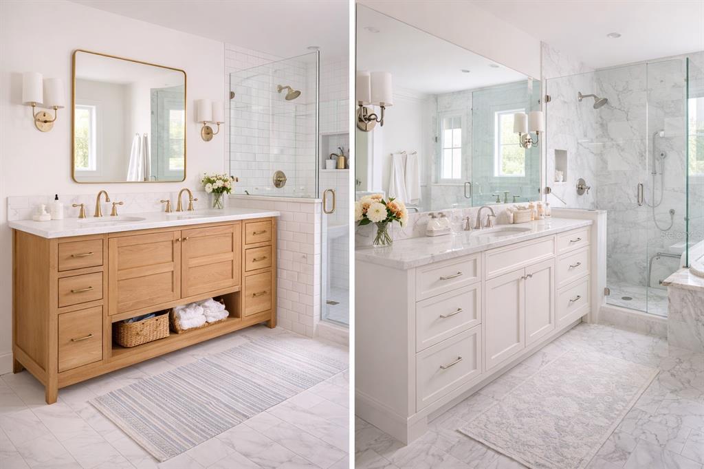 A modern kitchen features white cabinets, a large island with a sink, and stainless appliances — 2317 GROVE STREET, SARASOTA, FL