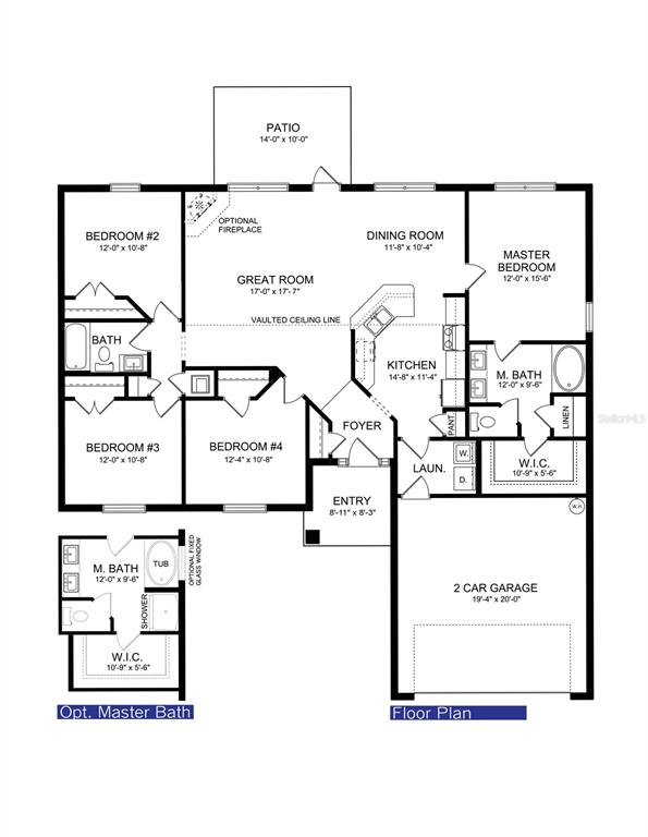 This is a floor plan for a single-story house with four bedrooms and a garage — 8 DOGWOOD PLACE, OCALA, FL
