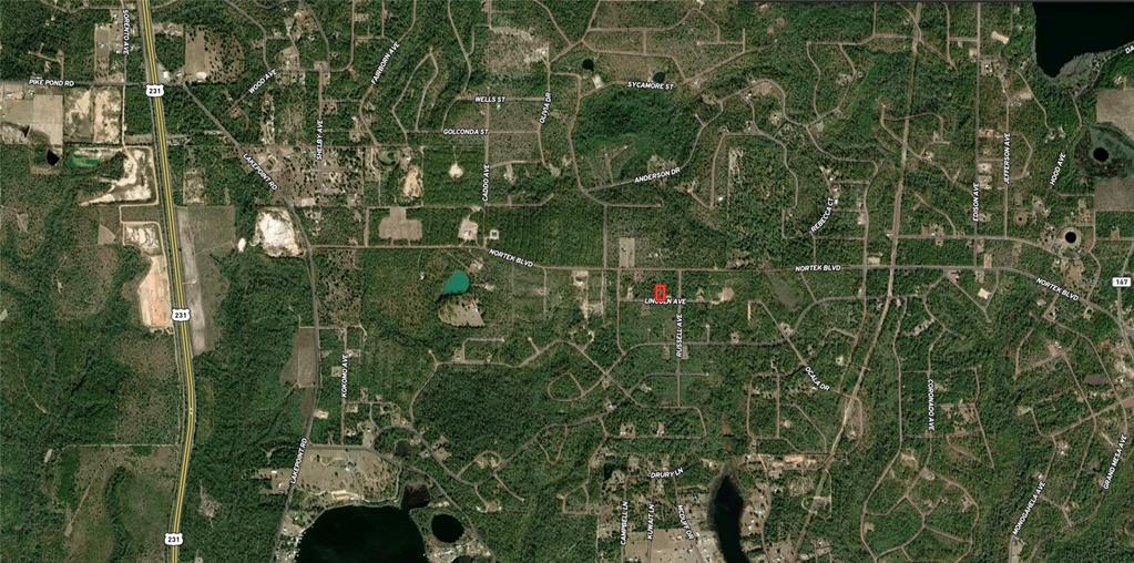 This is an aerial map showing a highlighted property lot located near Nortek Boulevard — LINCOLN AVENUE, ALFORD, FL