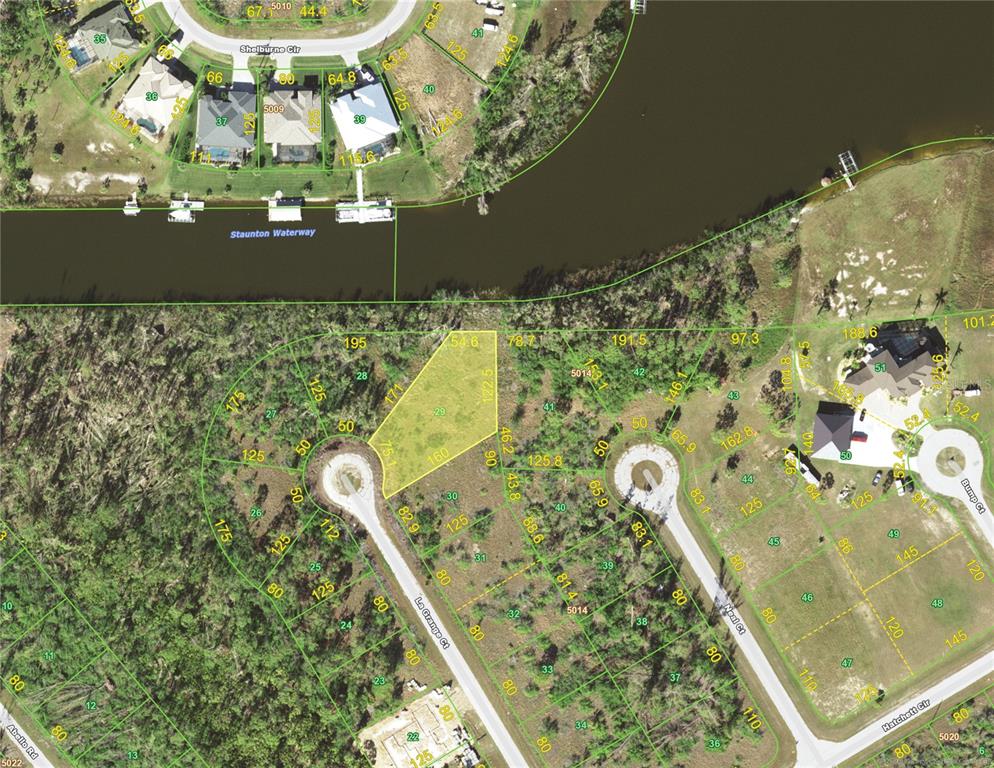 This is a satellite map showing residential lots and streets in a suburban neighborhood — 10116 LA GRANGE COURT, PORT CHARLOTTE, FL