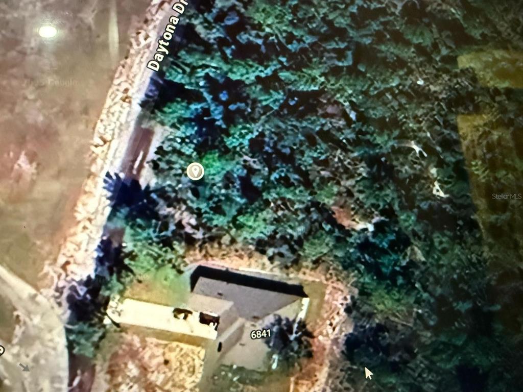 This is an aerial view map showing a house and surrounding trees along a road — DAYTONA DRIVE, INDIAN LAKE ESTATES, FL