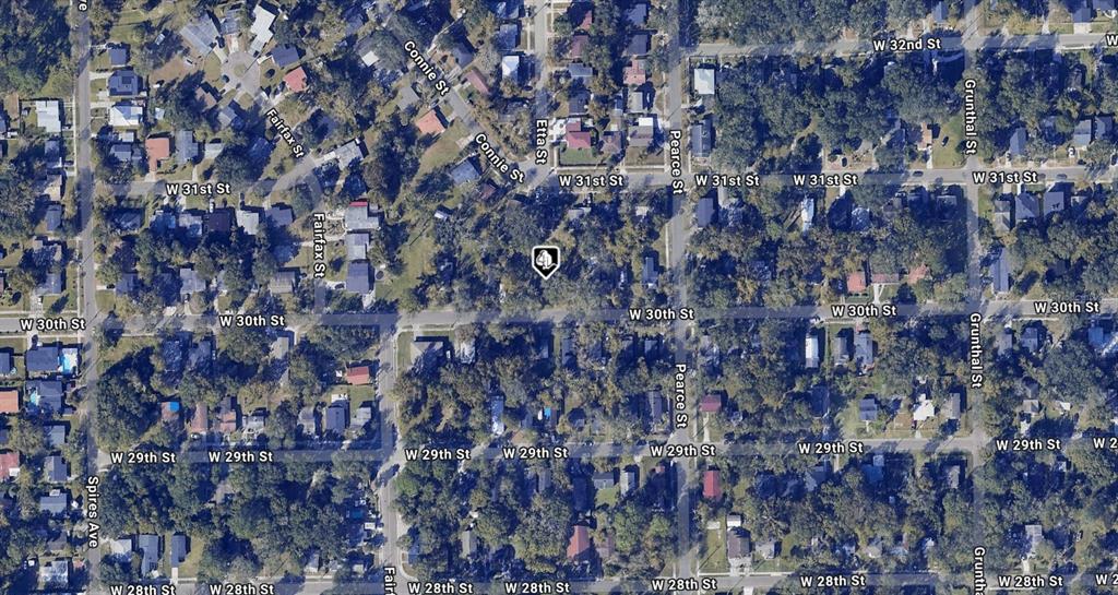 This is an aerial map view of a residential neighborhood with streets and houses — 1731 W 30TH STREET, JACKSONVILLE, FL